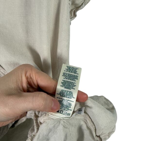 Cloth & Stone Beige Linen Blend Wrap Top Coastal Lagenlook Beachy Womens Small - Picture 6 of 7
